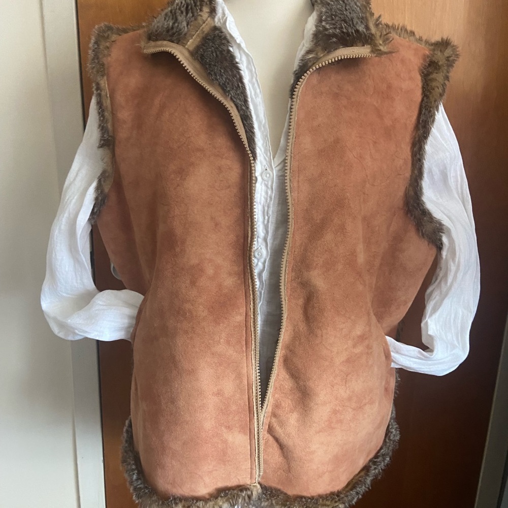 Vintage suede faux fur vest